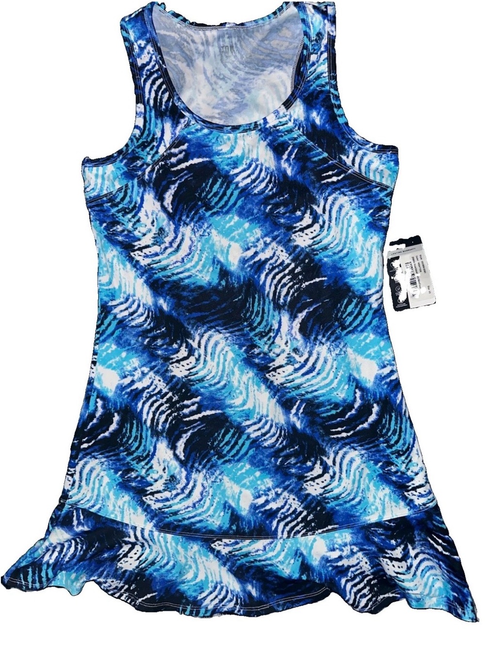 Tail Active Wear Sun Protection Blue Wave-Print Tank Dress